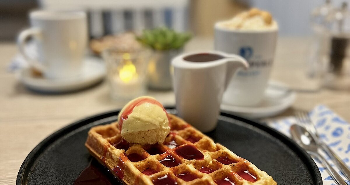 Hausgemachte Waffel im Restaurant